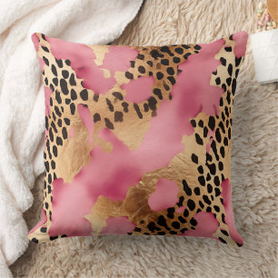 Roze Gouden Glam Luipaard Kussen