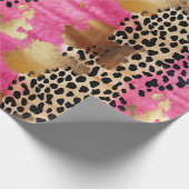 Roze Gouden Glam Luipaard Print Abstract Cadeaupapier (Hoek)