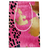 Roze Gouden Glam Luipaard Print Abstract Medium Cadeauzakje (Voorkant)