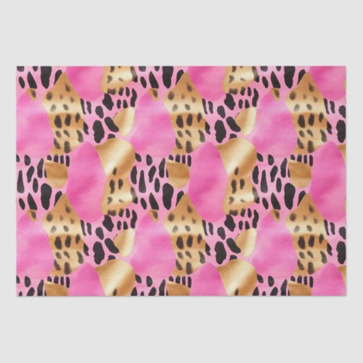 Roze Gouden Glam Luipaard Print Tissuepapier (Voorkant)