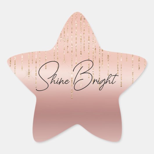 Roze Gouden Glam Slierten Ster Sticker (Voorkant)