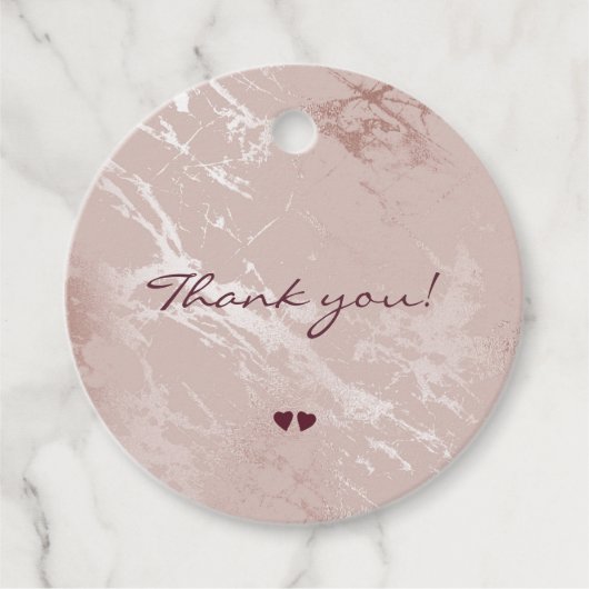 Roze gouden glans elegante trouw dank je bedankjes labels (Voorkant)