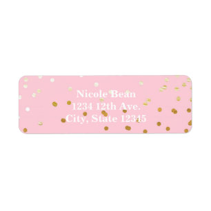 Roze & Gouden Glanzende Confetti Stippen Chic Mode Etiket