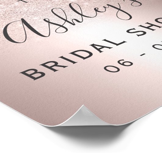 Roze gouden glinster ombre folie bruidsfeest welko poster (Hoek)