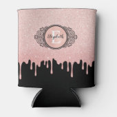 Roze gouden glinsterend monogram blikjeskoeler (Voorkant)