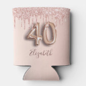 Roze gouden glinsterende roze ballon stijl voor 40 blikjeskoeler (Achterkant)