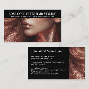 Roze Gouden Glit Haarstylist Artiest Foto Visitekaartje