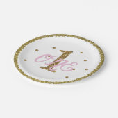 Roze & Gouden Glitter 1 1 1e Verjaardagsfeest Papieren Bordje (Gekanteld)