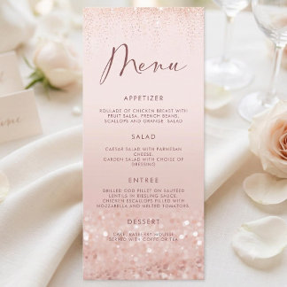 Roze Gouden Glitter 21e Verjaardagsfeest Menu Kaar