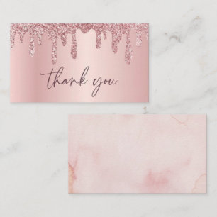 Roze Gouden Glitter Bedankkaartjes Visitekaartje