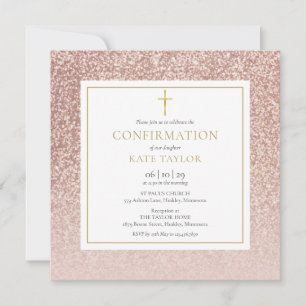 Roze Gouden Glitter Bevestiging Vierkant Kaart