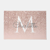 Roze Gouden Glitter Blush Roze Monogram Elegant Deurmat (Voorkant)