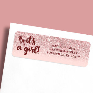 Roze Gouden Glitter Blush Roze Ombre Het Is Een Me Etiket