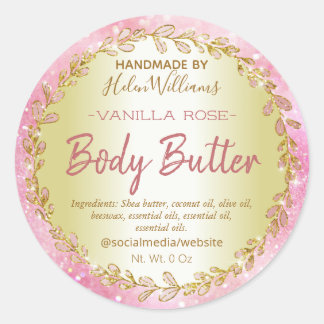 Roze Gouden Glitter Body Butter Labels