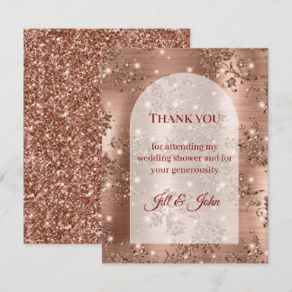 Roze Gouden Glitter Boog Bruiloft Dank Je Wel  Bedankkaart