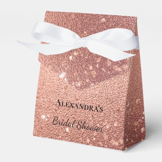 Roze Gouden Glitter Bruiloftsfeest Bedankdoosjes (Voorkant Zijde)