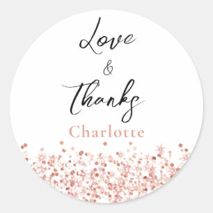 Roze Gouden Glitter Bruiloftsfeest bedankt Ronde Sticker