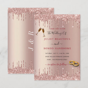Roze Gouden Glitter Bruiloftsinvitatie Voorbeeld