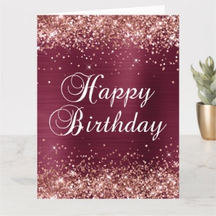 Roze Gouden Glitter Burgundy Folie Gelukkige Verja Kaart