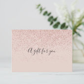 Roze Gouden Glitter Cadeaubon (Staand voorkant)