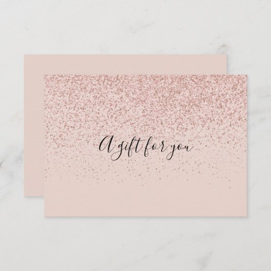 Roze Gouden Glitter Cadeaubon (Voorkant / Achterkant)