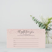 Roze Gouden Glitter Cadeaubon (Staand voorkant)