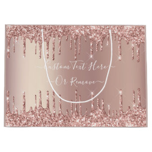Roze Gouden Glitter Cadeautas met Aangepaste Tekst