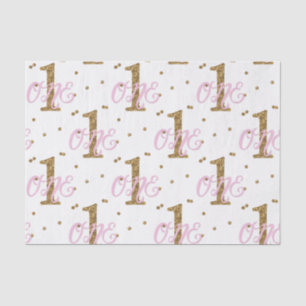 Roze & Gouden Glitter Confetti 1 1e Verjaardagsfee Tissuepapier