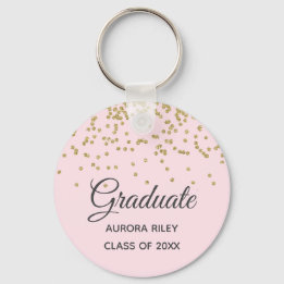 Roze Gouden Glitter Confetti Afstudeercadeau Sleutelhanger