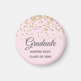 Roze Gouden Glitter Confetti Afstudeergeschenk Magneet