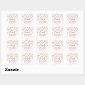 Roze Gouden Glitter Confetti Afstuderen 2020 Vierkante Sticker (Vel)