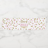 Roze Gouden Glitter Confetti Afstuderen Waterfles Etiket (Enkel label)