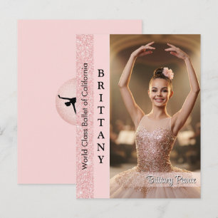 Roze Gouden Glitter Dans Handtekeningkaart Portret Briefkaart