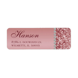 Roze Gouden Glitter Diamanten Verjaardag Etiket