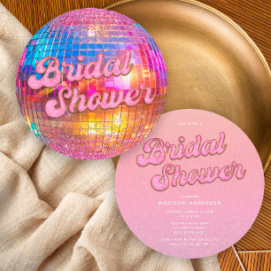 Roze Gouden Glitter Disco Bal Bruidsdouche Kaart