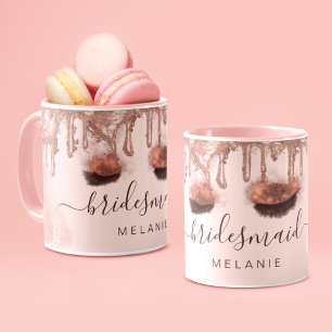 Roze Gouden Glitter Drip Glam Schoonheid Aangepast Mok