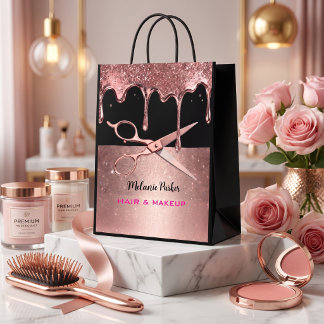 Roze Gouden Glitter Drip Kapsalon & Scharen Medium Cadeauzakje