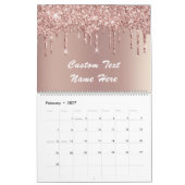 Roze Gouden Glitter Drips Kalender Aangepaste Teks (Feb 2027)