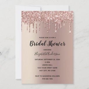 Roze Gouden Glitter Drup Glam Modieuze Bruiloft Fe Kaart