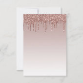 Roze Gouden Glitter Druppel Virtuele Baby Shower Kaart (Achterkant)