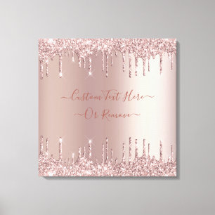 Roze Gouden Glitter Druppels Canvas Print Eigen Te