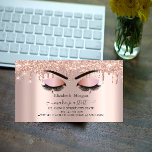 Roze Gouden Glitter Druppels Valse Wimpers, Visagi Magnetisch Visitekaartje