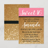 Roze + Gouden Glitter Een zoete 16 verjaardagsuitn Kaart (Voorkant / Achterkant)