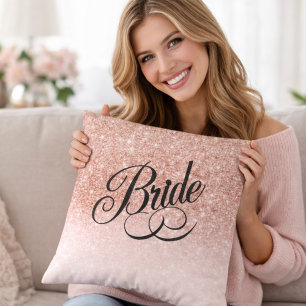 Roze Gouden Glitter Elegante Bruiloftsbruiloft Kussen