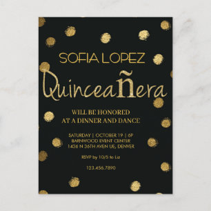 Roze Gouden Glitter Elegante Quinceañera  Briefkaart