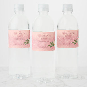 Roze Gouden Glitter En Glam Douane Waterfles Etiket
