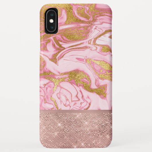 Roze Gouden Glitter en Sparkle Marble Case-Mate iPhone Case (Achterkant)