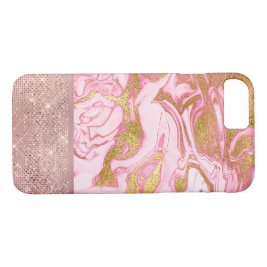 Roze Gouden Glitter en Sparkle Marble Case-Mate iPhone Case (Achterkant (Horizontaal))