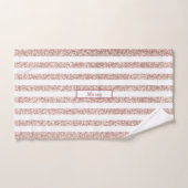 Roze Gouden Glitter en Witte Gestreepte Gepersonal Bad Handdoek (Handdoek)