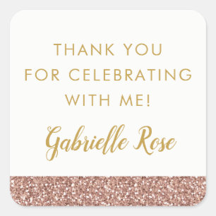 Roze Gouden Glitter Favor Label Sticker